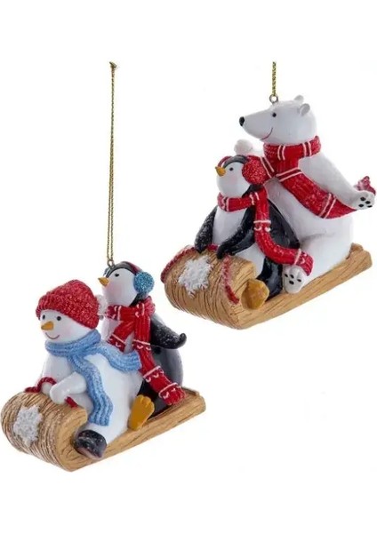 Renkli 7 cm Reçine Buzda Kayan Penguen&Kardan Adam Yılbaşı Süsü fırsatları