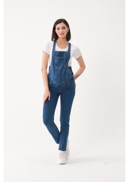 Hamile Çift Kullanımlı Salopet Pantolon Mavi