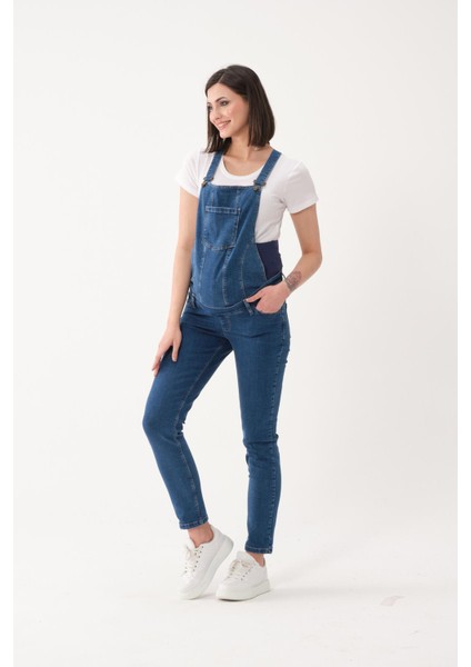 Hamile Çift Kullanımlı Salopet Pantolon Mavi modelleri