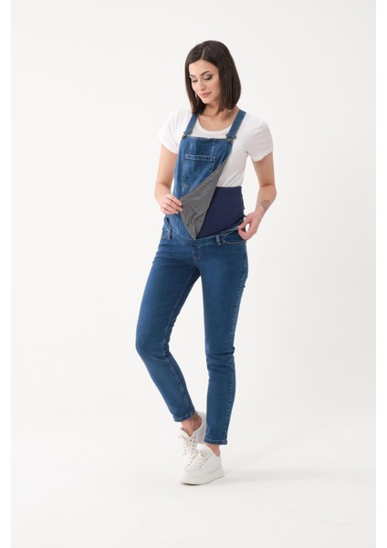 Hamile Çift Kullanımlı Salopet Pantolon Mavi indirimleri