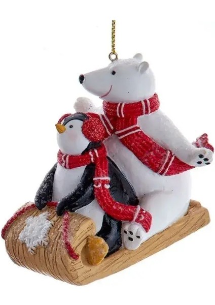 Renkli 7 cm Reçine Buzda Kayan Penguen&Ayıcık Yılbaşı Süsü