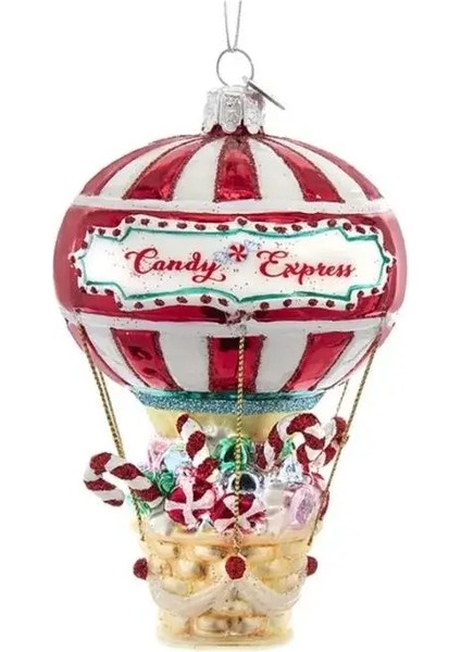 Renkli 14 cm Cam Simli Şekerleme Figürlü Balon Yılbaşı Süsü