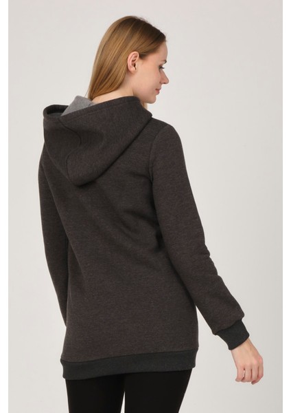 Hamile Emzirme Detaylı Termal Kapüşonlu Sweatshirt Antrasit modelleri