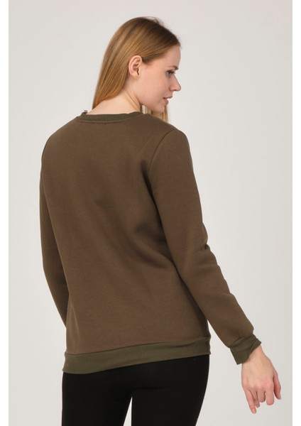 Hamile Emzirme Detaylı Termal Sweatshirt Haki modelleri