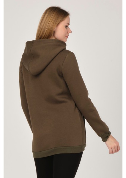 Hamile Emzirme Detaylı Termal Kapüşonlu Sweatshirt Haki modelleri