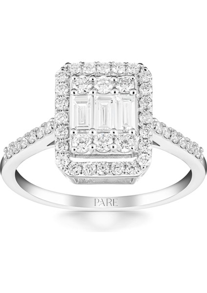 0,78 Karat Kolu Taşlı Baget Pırlanta Yüzük - PR00908