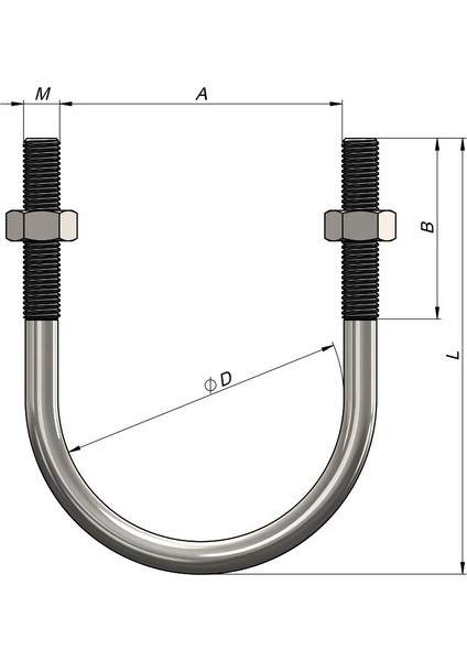 U Bolt Galvaniz Kelepçe 3''