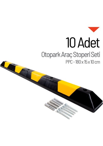Oto Park Araç Stoperi PPC 180x15x10 cm 10 Adet