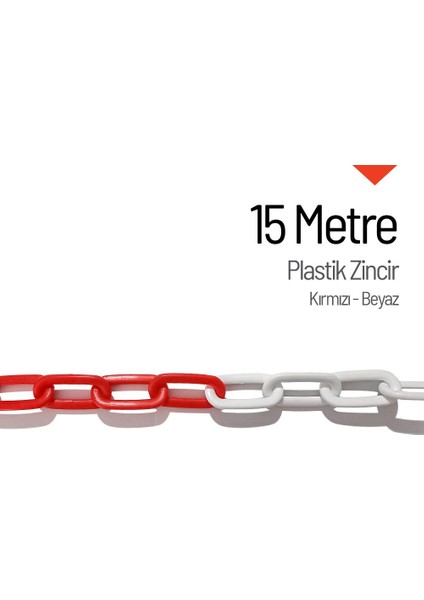 Plastik Zincir Kırmızı-Beyaz 15 m