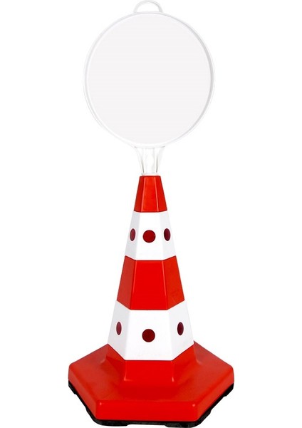 Klasik Kedi Gözlü Ağırlıklı Boş Levhalı Trafik Koni Seti Trafik Dubası (Yuvarlak)