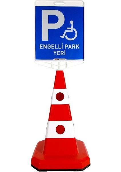 Engelli Park Yeri Çift Taraf Baskı Ultra Kedi Gözlü Ağırlıklı Trafik Koni Seti Trafik Dubası