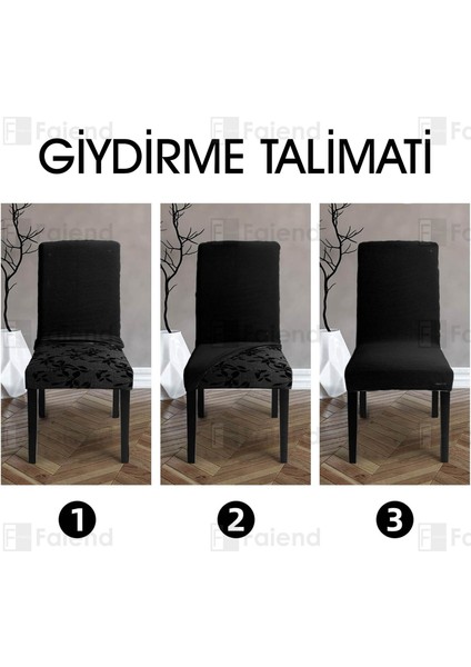 Likları Esenk Sandalye Örtüsü Kare desen Streç Lastikli Mutak Sandalye Kılıfı 1-adet Siyah renk modelleri