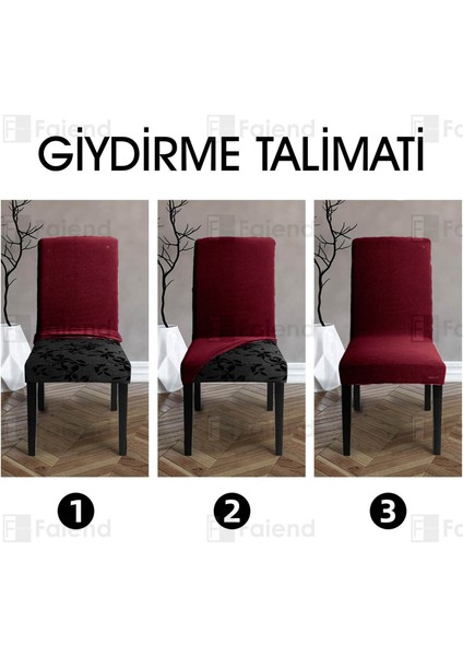 Likları Esenk Sandalye Örtüsü Kare desen Streç Lastikli Mutak Sandalye Kılıfı 1-adet Bordo renk modelleri