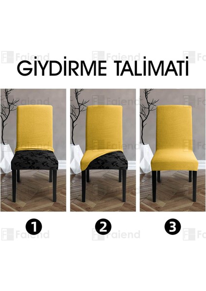 Likları Esenk Sandalye Örtüsü Kare desen Streç Lastikli Mutak Sandalye Kılıfı 1-adet Hardal renk modelleri