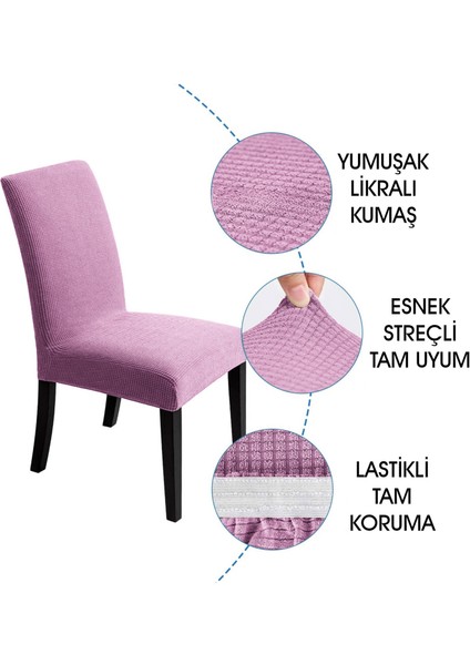 Likları Esenk Sandalye Örtüsü Kare desen Streç Lastikli Mutak Sandalye Kılıfı 1-adet Pembe renk