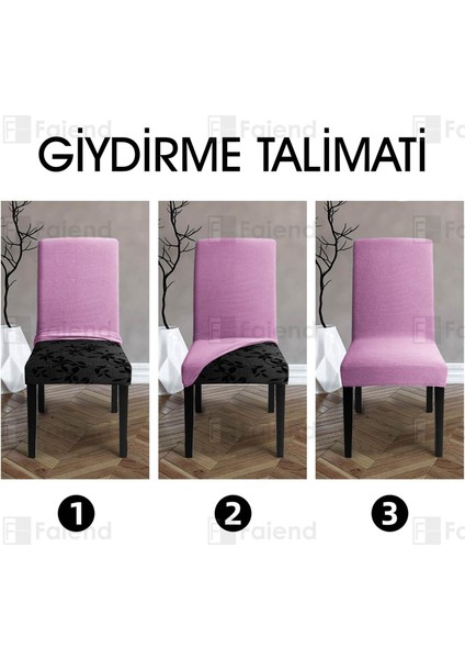 Likları Esenk Sandalye Örtüsü Kare desen Streç Lastikli Mutak Sandalye Kılıfı 1-adet Pembe renk