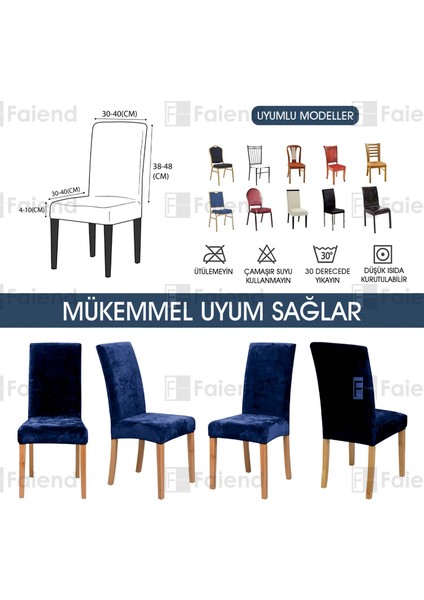 Faiend Lastikli Kadife sandalye Kılıfı Mutfak Sandalye örtüsü Yıkanabilir Sandalye koruyucu (4-adet) petrol