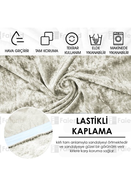 Faiend Lastikli Kadife sandalye Kılıfı Mutfak Sandalye örtüsü Yıkanabilir Sandalye koruyucu (1-adet) krem