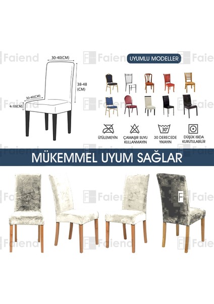 Faiend Lastikli Kadife sandalye Kılıfı Mutfak Sandalye örtüsü Yıkanabilir Sandalye koruyucu (1-adet) krem