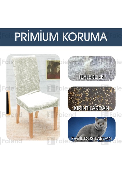 Faiend Lastikli Kadife sandalye Kılıfı Mutfak Sandalye örtüsü Yıkanabilir Sandalye koruyucu (1-adet) krem