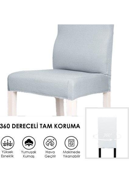 Likralı Sandalye kılıfı Esnek Streçli Lastıklı Sandalye Örtüsü Balpetek Sandalye koruyucu (6adet) gri