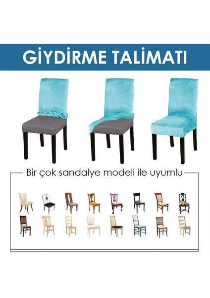 Likralı Sandalye kılıfı Esnek Streçli Lastıklı Sandalye Örtüsü Balpetek Sandalye koruyucu (4adet) Turkuaz fiyatları