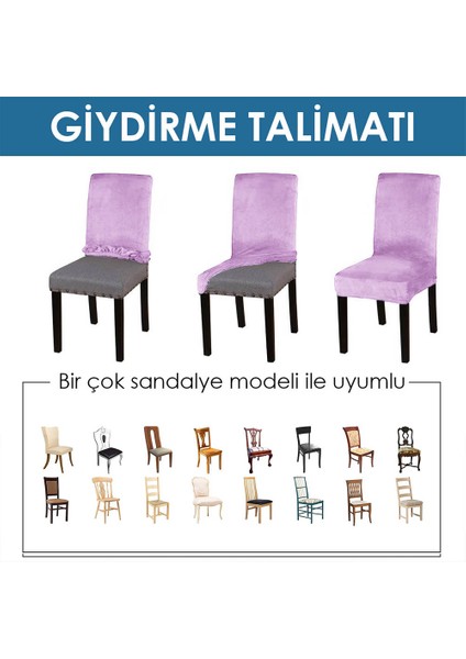 Likralı Sandalye kılıfı Esnek Streçli Lastıklı Sandalye Örtüsü Balpetek Sandalye koruyucu (4adet) lila fiyatları
