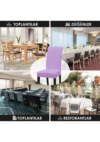 Likralı Sandalye kılıfı Esnek Streçli Lastıklı Sandalye Örtüsü Balpetek Sandalye koruyucu (4adet) lila indirimleri