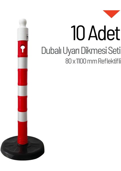 Dubalı Uyarı Dikmesi 80x1100mm Reflektifli 10`lu Set