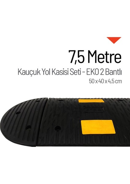 Kauçuk Hız Kesici, Yol Kasisi 50 x 40 x 4,5cm - EKO 2 Bantlı - 7,5 Metre