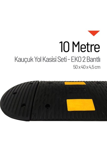 Kauçuk Hız Kesici, Yol Kasisi 50 x 40 x 4,5cm - EKO 2 Bantlı - 10 Metre