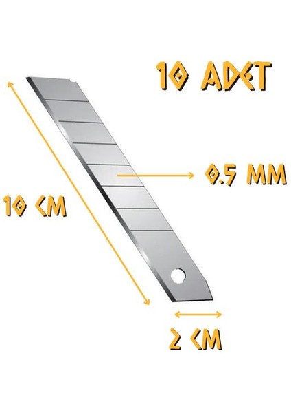 Maket Bıçağı Falçata Yedeği 18 x 0.5 Mm. - 10 Adet