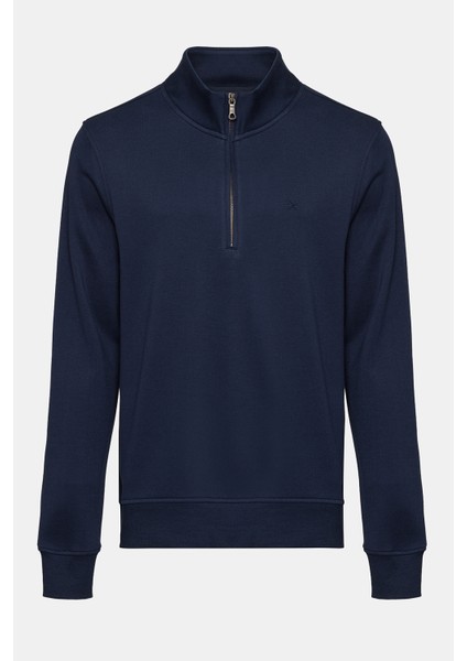 Erkek Lacivert Yarım Fermuarlı Sweatshirt