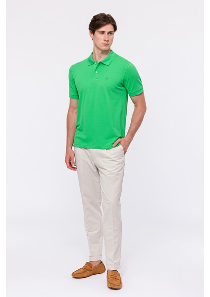 Erkek Yeşil Kısa Kollu Polo Yaka T-Shirt
