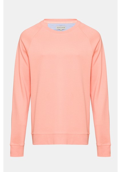 Erkek Pembe Bisiklet Yaka Organik Pamuklu Sweatshirt indirimleri