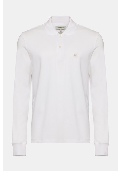 Erkek Beyaz Uzun Kollu Polo Yaka T-Shirt