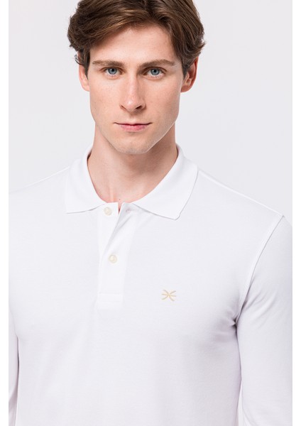 Erkek Beyaz Uzun Kollu Polo Yaka T-Shirt modelleri