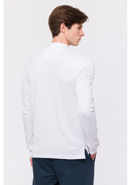 Erkek Beyaz Uzun Kollu Polo Yaka T-Shirt fırsatları