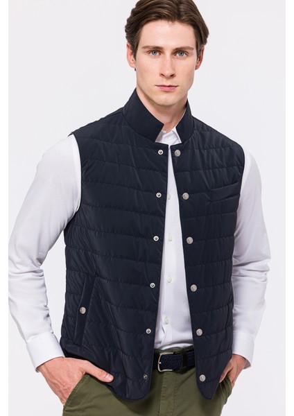 Erkek Lacivert Casual Yelek
