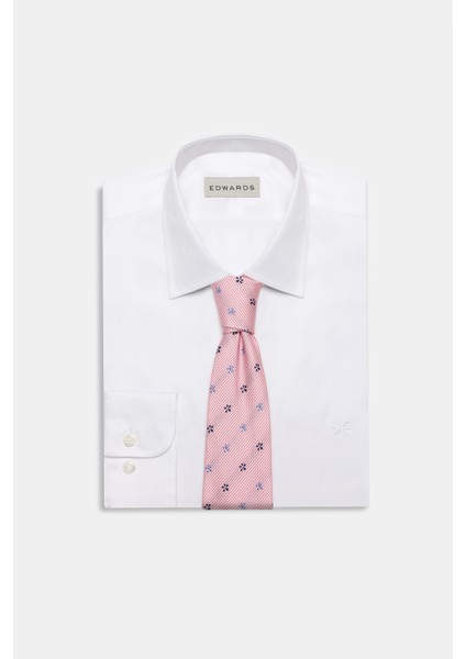 Erkek Açık Pembe Desenli İpek Kravat
