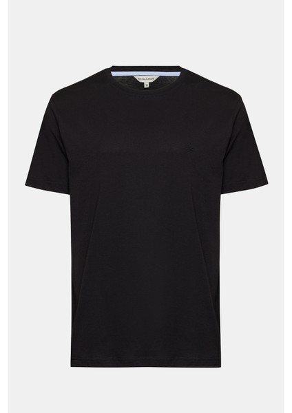 Erkek Siyah Organik Pamuklu Bisiklet Yaka T-Shirt