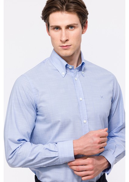 Erkek Açık Mavi Cooper Fit Düğmeli Yaka Spor Gömlek indirimleri