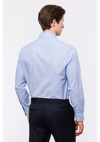 Erkek Açık Mavi Cooper Fit Düğmeli Yaka Spor Gömlek