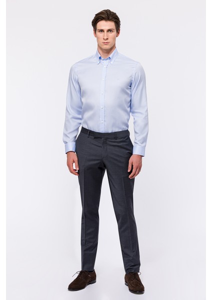 Erkek Mavi Oliver Fit Düğmeli Yaka Klasik Gömlek fiyatları