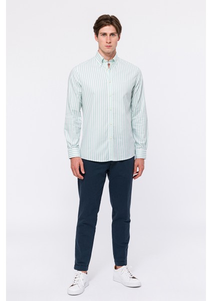 Erkek Yeşil Cooper Fit Düğmeli Yaka Spor Gömlek fiyatları