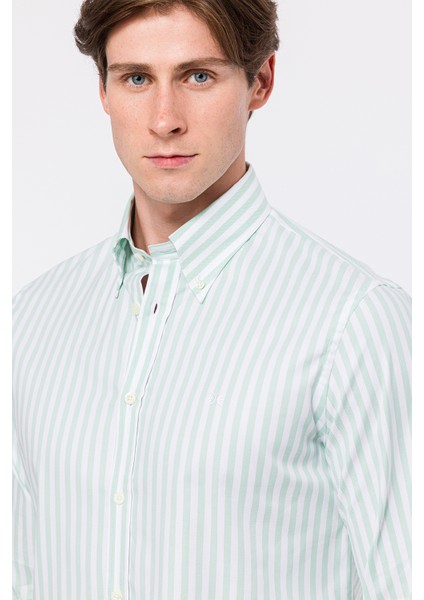 Erkek Yeşil Cooper Fit Düğmeli Yaka Spor Gömlek modelleri