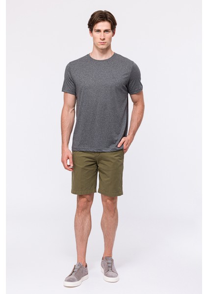 Erkek Gri Melanj Organik Pamuklu Bisiklet Yaka T-Shirt fiyatları