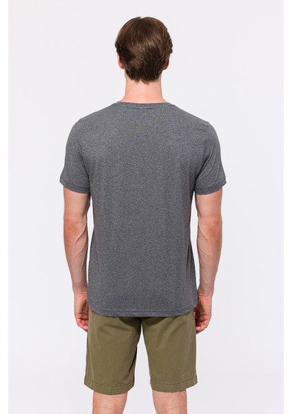 Erkek Gri Melanj Organik Pamuklu Bisiklet Yaka T-Shirt fırsatları