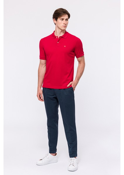 Erkek Kırmızı Kısa Kollu Polo Yaka T-Shirt