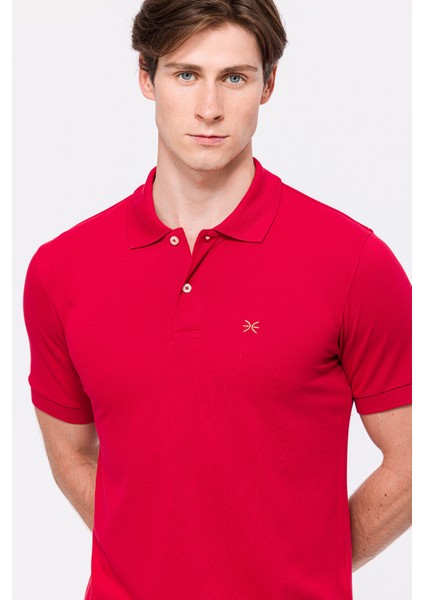 Erkek Kırmızı Kısa Kollu Polo Yaka T-Shirt